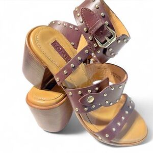 Topshop Brown Studded Block Heel Sandals Size 36